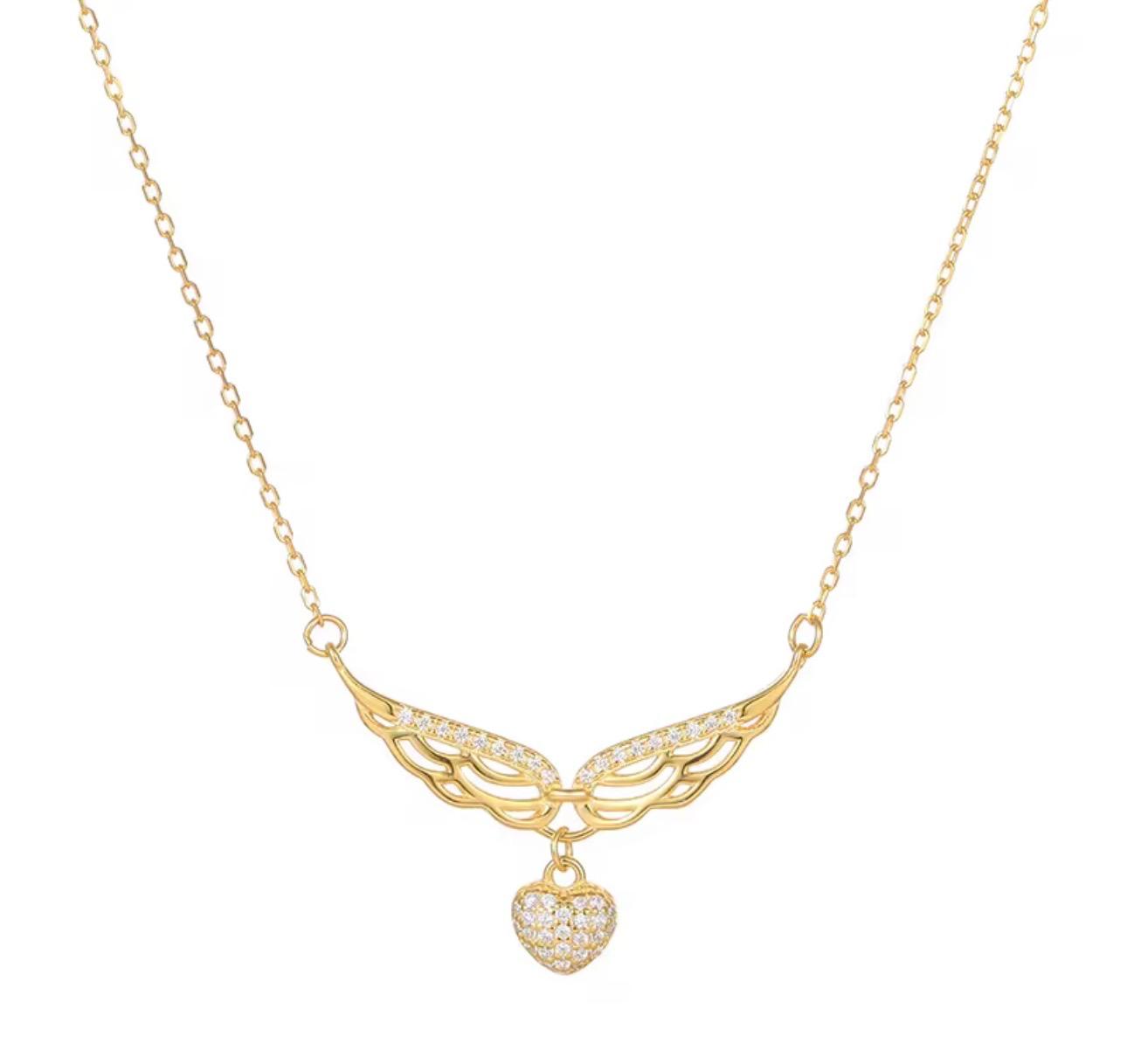 Angel Wings Heart Necklace 🤍✨