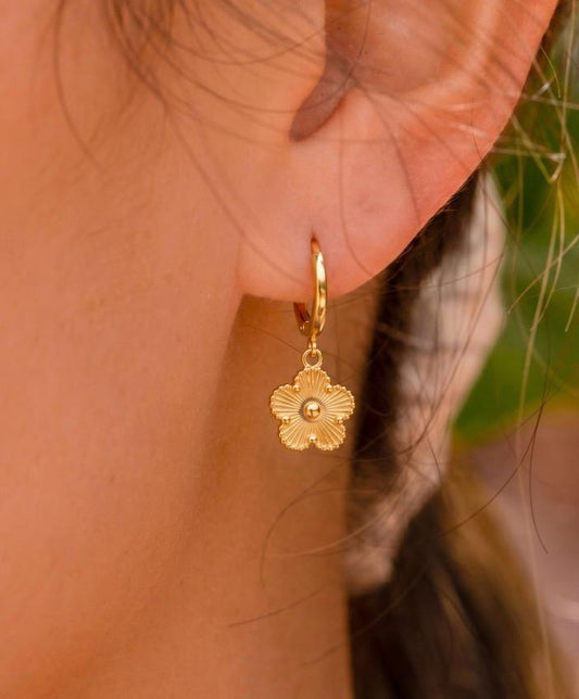 Gold stainless steel clover drop Earrings for women