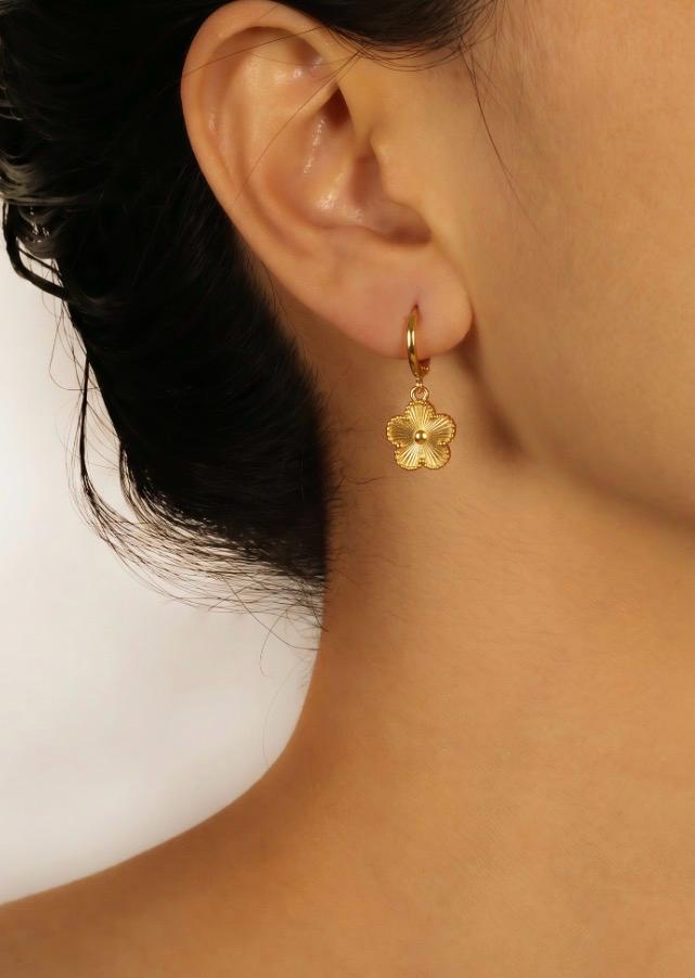 Gold stainless steel clover drop Earrings for women