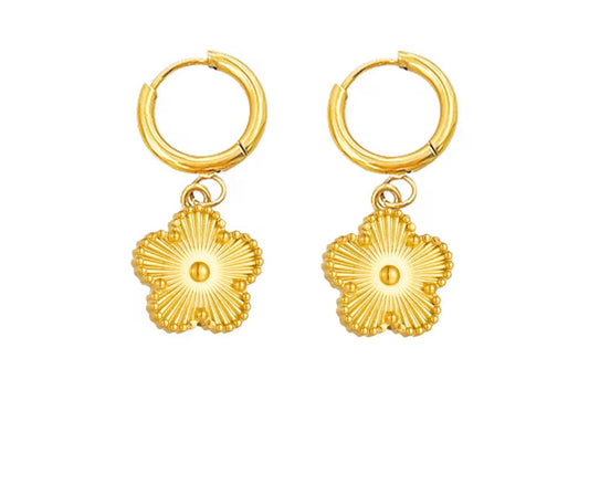 Gold stainless steel clover drop Earrings for women