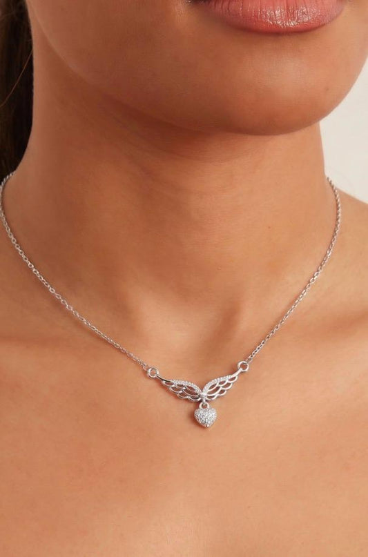 Angel Wings Heart Necklace 🤍✨